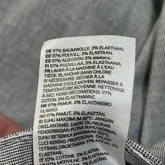 H&M Women's Ankle Pant Mini Check Black White Size 10 Stretch Cotton Blend - Picture 7 of 8